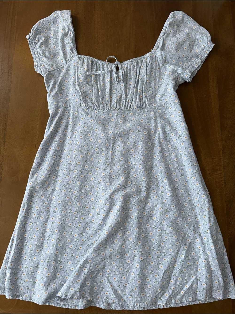 Light Blue Floral Puff Sleeve Babydoll Sundress - Hollister